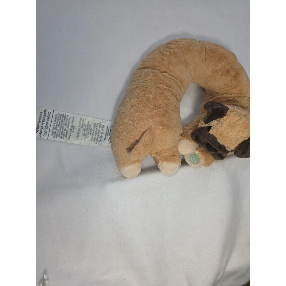 Pug Dog Vibrating Neck Massager Plush Travel Neck Pillow In Working Condition